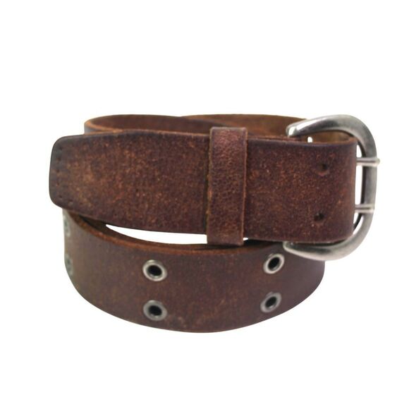 STUDS BROWN GENUINE LEATHER 1 1/2"Wd CASUAL DRESS WOMEN'S BELT Sz M (G3 - Picture 6 of 12